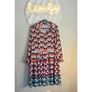 Eloquii Geometric Shirt Dress Plus 3x 22 Office Cottage Coquette Western Boho